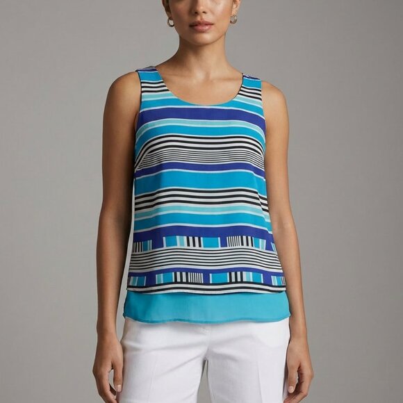 Rose & Olive Tops - New,  Anthropologie Rose + Olive Chiffon Striped Layered Top